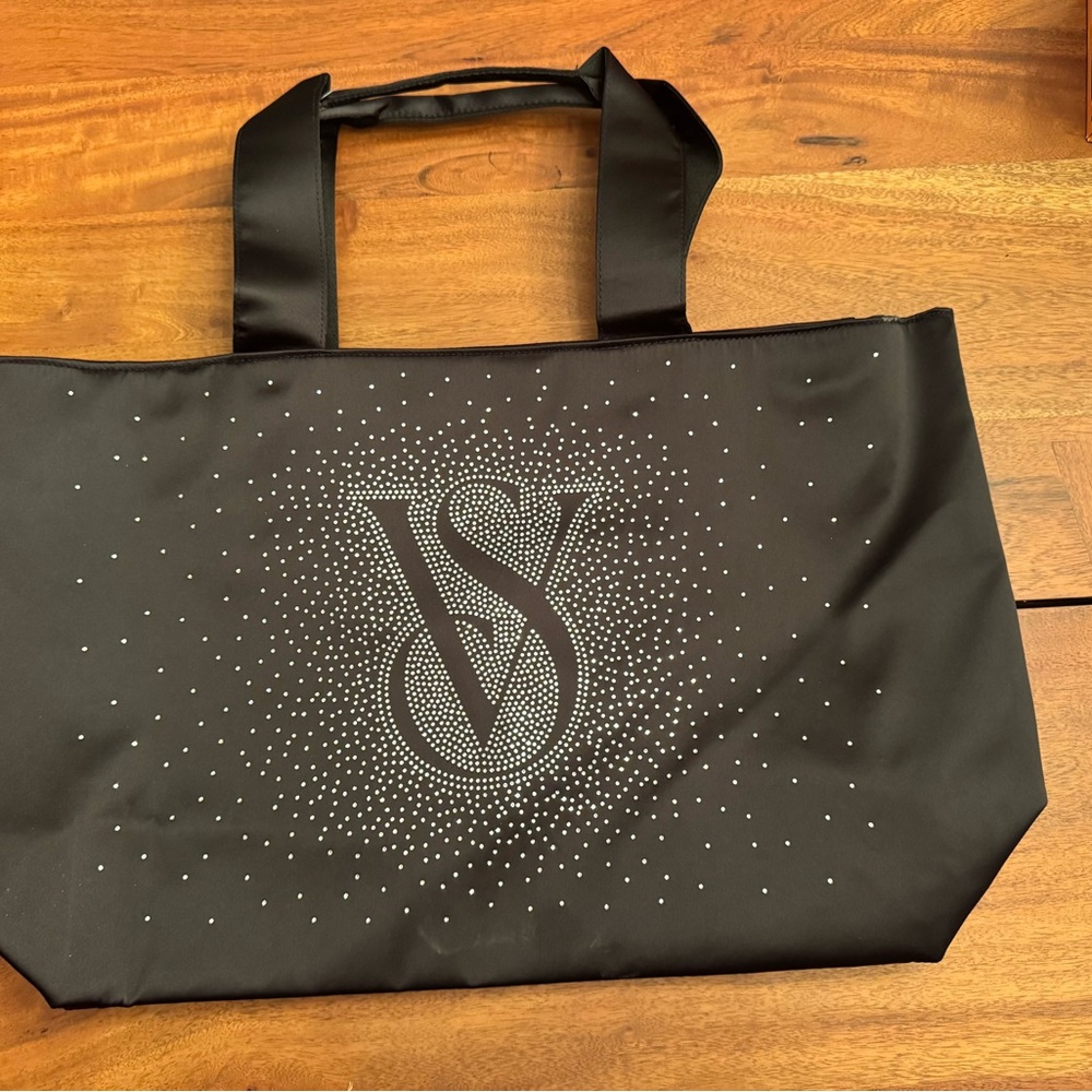 Victoria's Secret Black Tote with Sparkling Logo. Brand new with tags.